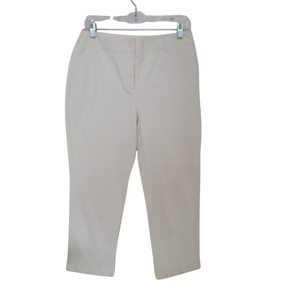 Chicos So Slimming Crop Pants Womens 0 Ivory Cream Off White Cuffed Trousers